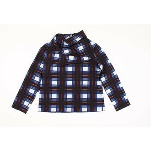 COS Black & Blue Plaid Cowl Neck Modern Shirt Top